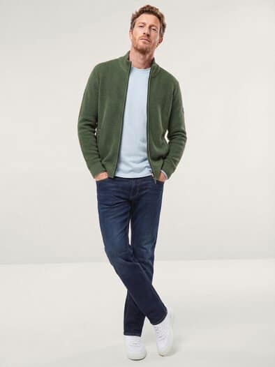 Strickjacke aus Baumwolle Oliv