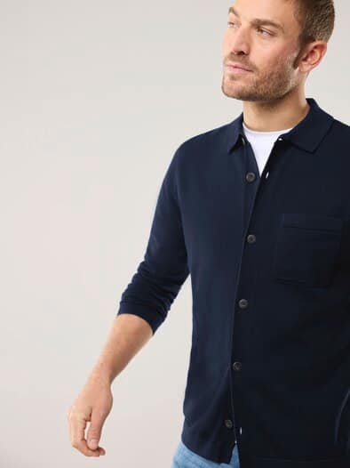 Geknöpftes Strickpolo Marine