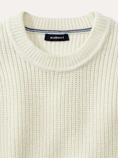 Patentstrick-Pullover Wollweiß