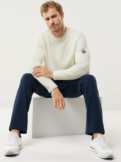 Patentstrick-Pullover Wollweiß