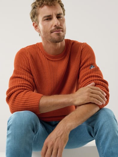 Patentstrick-Pullover Rotorange