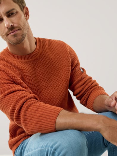 Patentstrick-Pullover Rotorange