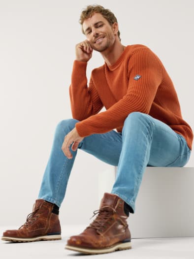 Patentstrick-Pullover Rotorange