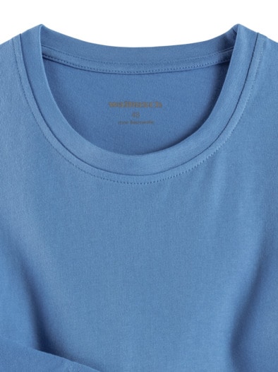 Langarm-Shirt Rundhalsausschnitt Mittelblau