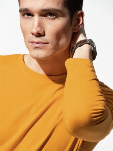 Langarm-Shirt Rundhalsausschnitt Safran