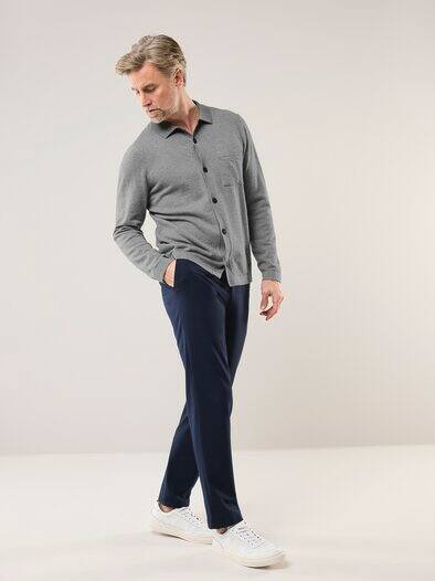 Geknöpftes Strickpolo Grau Melange