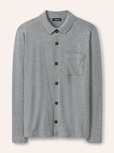 Geknöpftes Strickpolo Grau Melange