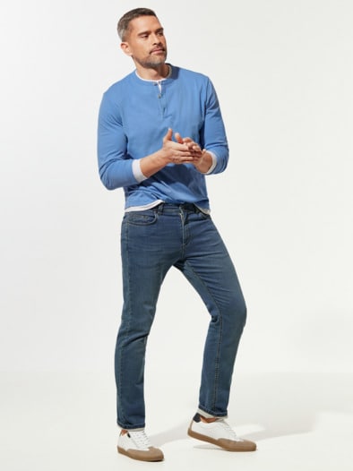 Henley-Shirt Mittelblau