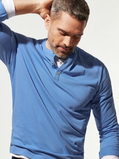 Henley-Shirt Mittelblau