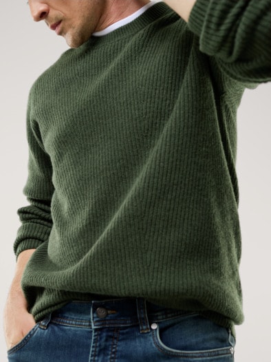 Cashmino Pullover Nahtlos Oliv