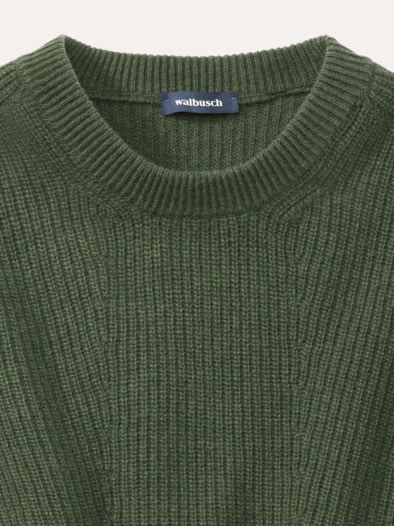 Cashmino Pullover Nahtlos Oliv