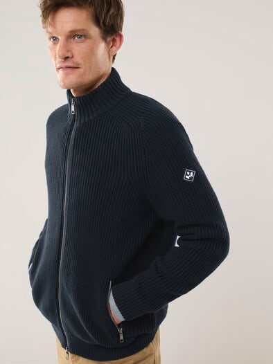 Zip-Jacke Patentstrick Marine