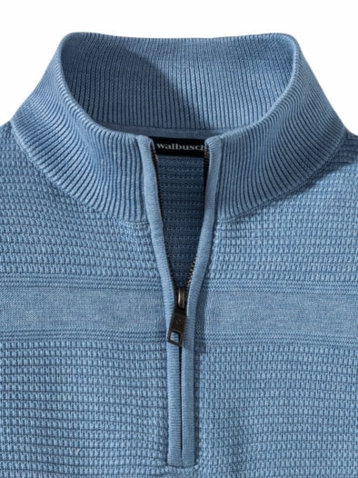 Strukturtroyer Pima Cotton Hellblau