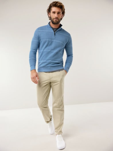 Strukturtroyer Pima Cotton Hellblau