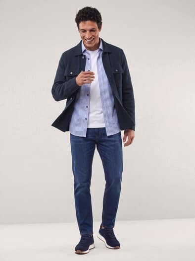 Hemdjacke aus Merinowolle Marine