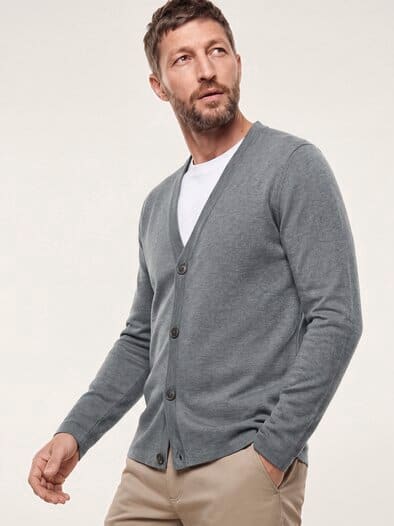 Milano Cardigan mit Baumwolle Grau Melange