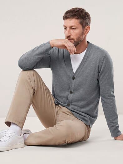 Milano Cardigan mit Baumwolle Grau Melange
