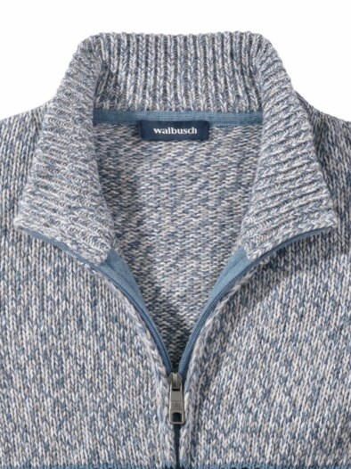 Mouline Zip-Cardigan Mittelblau