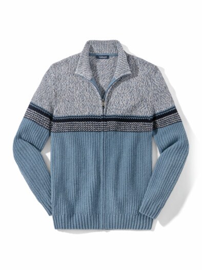 Mouline Zip-Cardigan Mittelblau