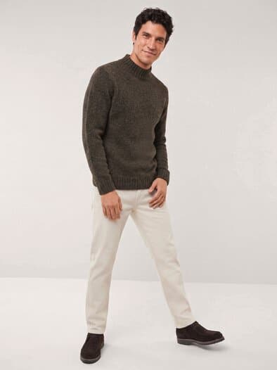 Stehkragen-Pullover in Boucle Optik Dunkelbraun