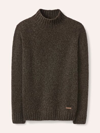 Stehkragen-Pullover in Boucle Optik Dunkelbraun