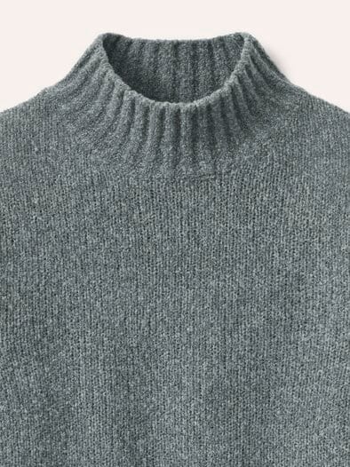 Stehkragen-Pullover in Boucle Optik Grau