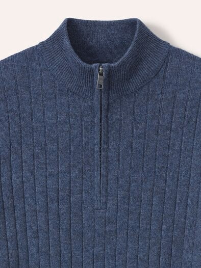 Troyer aus Wollmischung Jeansblau