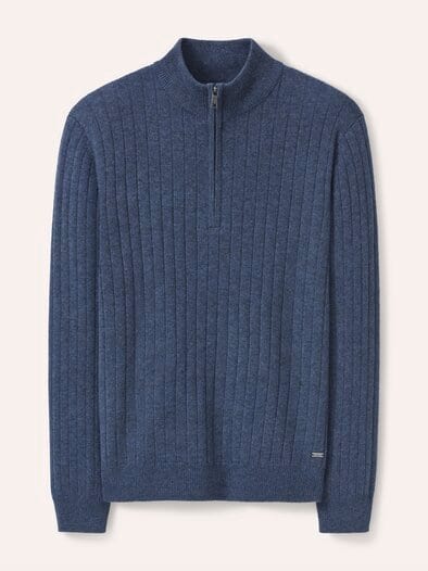 Troyer aus Wollmischung Jeansblau
