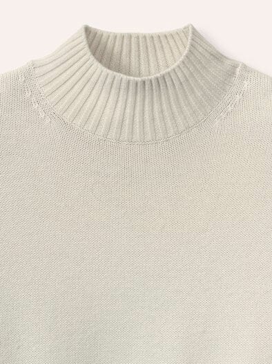 Stehkragen-Pullover mit Merinowolle Wollweiß