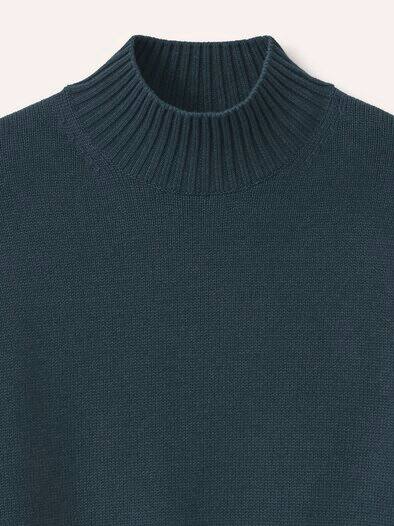 Stehkragen-Pullover mit Merinowolle Blaugrün