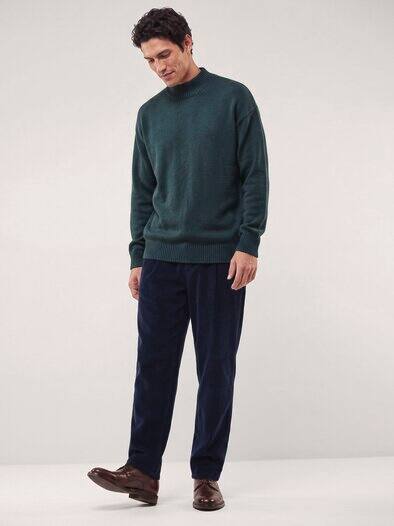 Stehkragen-Pullover mit Merinowolle Blaugrün