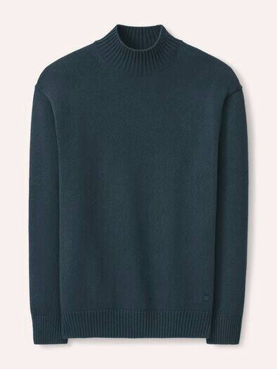 Stehkragen-Pullover mit Merinowolle Blaugrün