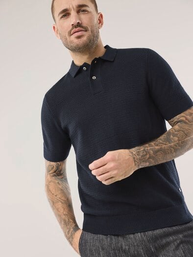 Strickpolo Klimastruktur Marine