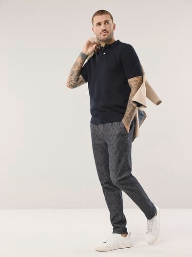 Strickpolo Klimastruktur Marine