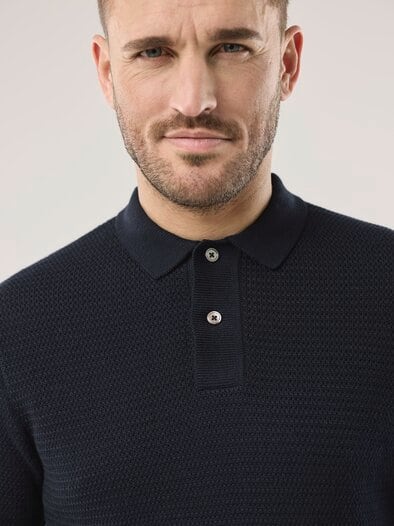 Strickpolo Klimastruktur Marine