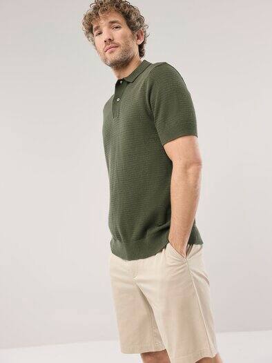 Strickpolo Klimastruktur Oliv