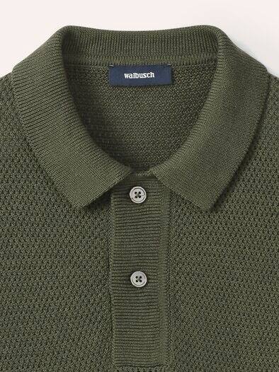 Strickpolo Klimastruktur Oliv