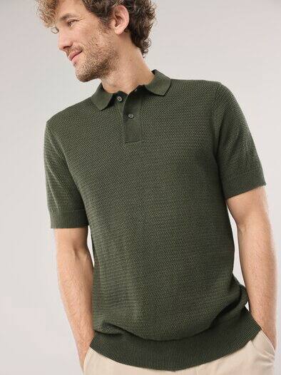 Strickpolo Klimastruktur Oliv