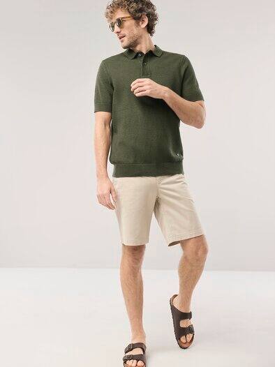 Strickpolo Klimastruktur Oliv