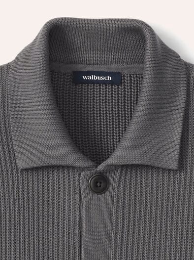 Gerippter Polo-Cardigan Grau