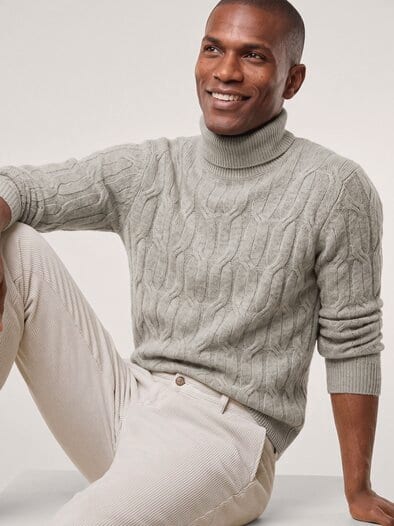 Rollkragenpullover mit Yakwolle Natur