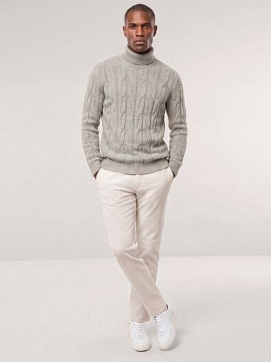 Rollkragenpullover mit Yakwolle Natur