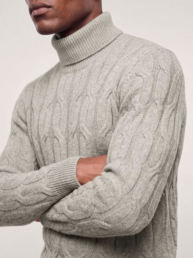 Rollkragenpullover mit Yakwolle Natur