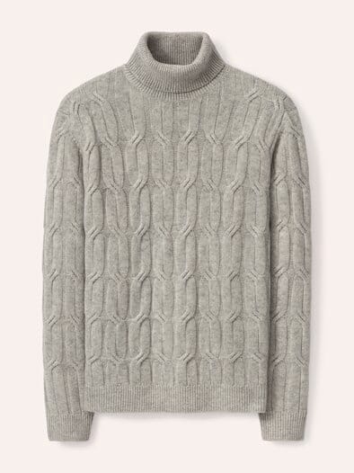 Rollkragenpullover mit Yakwolle Natur
