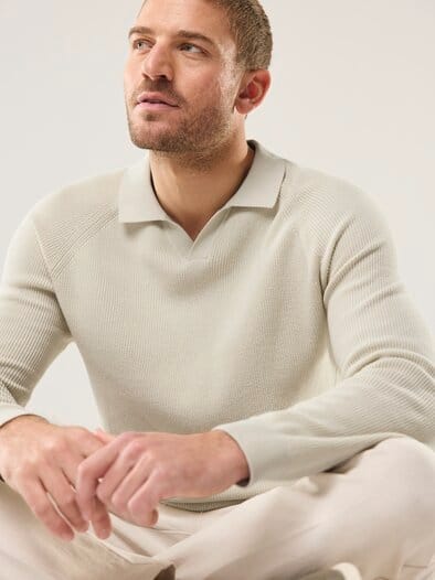 Gerippter Polopullover Natur
