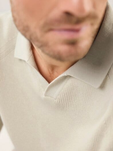 Gerippter Polopullover Natur