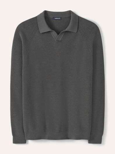 Gerippter Polopullover Graphit