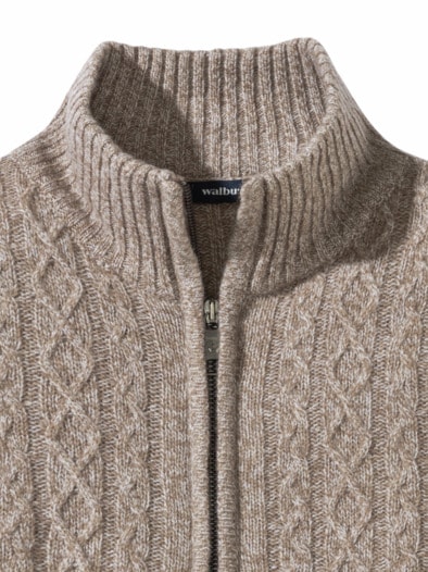 Cashmino Zopf-Strickjacke Beige