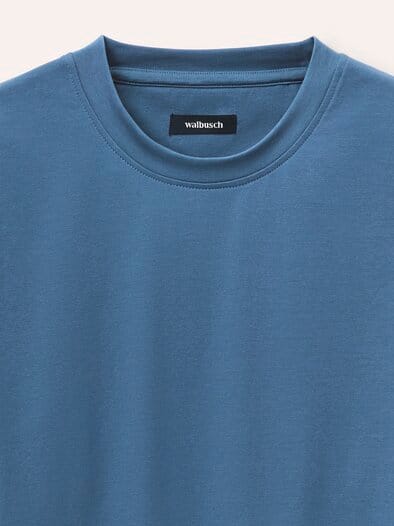 Langarmshirt aus Baumwollmix Meerblau