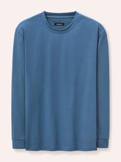 Langarmshirt aus Baumwollmix Meerblau